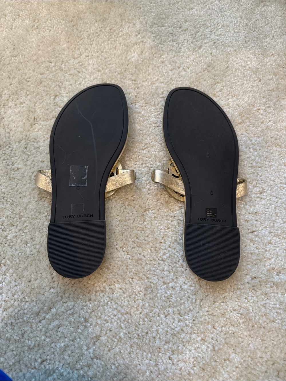 Metallic Light Gold Tory Burch Miller Women’s Thong Sandals - size 8 - Picture 3 of 3